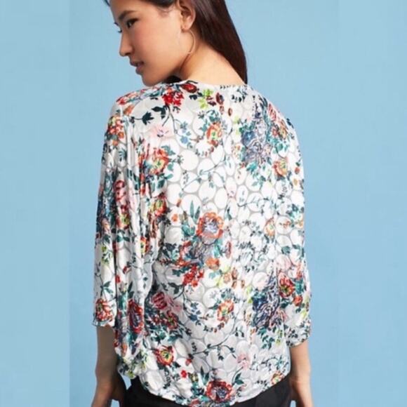 Maeve Anthropologie Zuni Silk Velvet Wrap Top - Picture 2 of 10